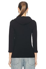 Balenciaga L/S Hooded T-Shirt in Washed Black, view 3, click to view large image.