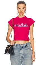 Balenciaga Ciao Bello Shrunk T-shirt in Magenta, view 1, click to view large image.