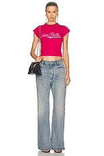 Balenciaga Ciao Bello Shrunk T-shirt in Magenta, view 4, click to view large image.