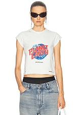 Balenciaga Planet Earth Shrunk T-shirt in Dirty White, view 1, click to view large image.