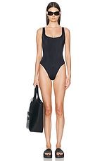 Balenciaga Corset One Piece Swimsuit in Black, view 1, click to view large image.