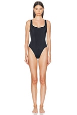Balenciaga Corset One Piece Swimsuit in Black, view 2, click to view large image.