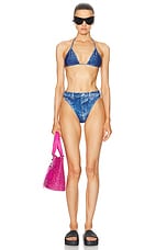 Balenciaga Tompe L'oeil Bikini Set in Washed Blue, view 4, click to view large image.