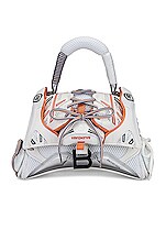 Balenciaga Small Sneakerhead Top Handle Bag in White & Orange | FWRD