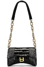 Balenciaga XS Downtown Shoulder Bag in Black & Black | FWRD