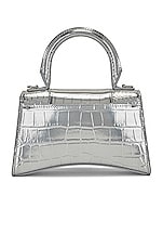 Balenciaga XS Hourglass Top Handle Bag in Silver, view 3, click to view large image.