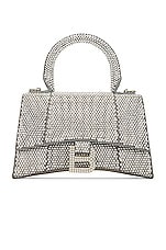 Balenciaga XS All Over Strass Hourglass Top Handle Bag in Grey & Crystal, view 1, click to view large image.
