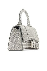 Balenciaga XS All Over Strass Hourglass Top Handle Bag in Grey & Crystal, view 4, click to view large image.