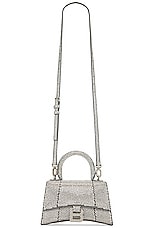 Balenciaga XS All Over Strass Hourglass Top Handle Bag in Grey & Crystal, view 6, click to view large image.