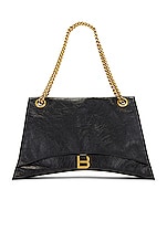 Balenciaga Large Crush Chain Shoulder Bag in Black, view 1, click to view large image.