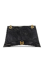 Balenciaga Large Crush Chain Shoulder Bag in Black, view 3, click to view large image.