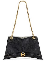 Balenciaga Large Crush Chain Shoulder Bag in Black, view 7, click to view large image.