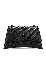 Balenciaga Medium Crush Chain Shoulder Bag in Black, view 3, click to view large image.