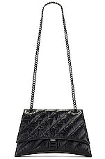 Balenciaga Medium Crush Chain Shoulder Bag in Black, view 7, click to view large image.