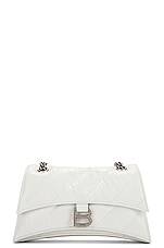 Balenciaga Small Crush Chain Shoulder Bag in Optic White, view 3, click to view large image.