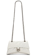 Balenciaga Small Crush Chain Shoulder Bag in Optic White, view 7, click to view large image.