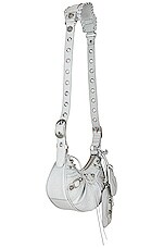Balenciaga XS Le Cagole Sparkling Shoulder Bag in Silver, view 3, click to view large image.