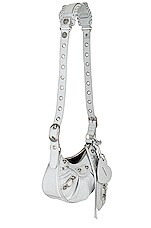 Balenciaga XS Le Cagole Sparkling Shoulder Bag in Silver, view 4, click to view large image.