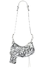 Balenciaga XS Le Cagole Shoulder Bag in Optic White, view 3, click to view large image.