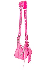 Balenciaga Xs Le Cagole Shoulder Bag in Fluo Pink, view 4, click to view large image.