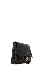 Balenciaga Medium Crush Pochette Bag in Black, view 4, click to view large image.