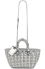 Balenciaga Xs Bistro Basket Bag in Silver, view 6, click to view large image.