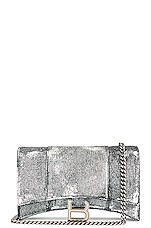 Balenciaga Hourglass Denim Printed Wallet On Chain Bag in Black, view 1, click to view large image.