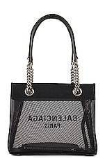Balenciaga Small Duty Free Tote Bag in Black & White, view 3, click to view large image.