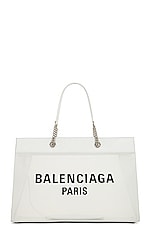 Balenciaga Large Duty Free Tote Bag in White & Black, view 1, click to view large image.