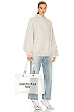 Balenciaga Large Duty Free Tote Bag in White & Black, view 2, click to view large image.