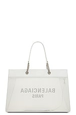 Balenciaga Large Duty Free Tote Bag in White & Black, view 3, click to view large image.