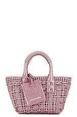 Balenciaga Xxs Bistro Basket Bag in Sweet Pink & White, view 1, click to view large image.