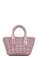 Balenciaga Xxs Bistro Basket Bag in Sweet Pink & White, view 3, click to view large image.