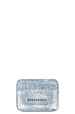 Balenciaga Cash Card Holder in Denim Blue & Black, view 1, click to view large image.
