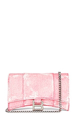 Balenciaga Hourglass Wallet On A Chain in Denim Pink, view 1, click to view large image.
