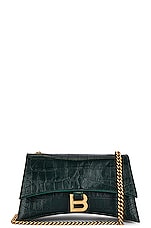 Balenciaga Crush Wallet On A Chain in Forest Green, view 1, click to view large image.