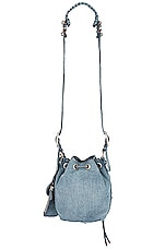 Balenciaga Xs Le Cagole Bucket Bag in Blue, view 3, click to view large image.