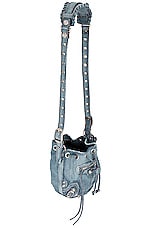Balenciaga Xs Le Cagole Bucket Bag in Blue, view 5, click to view large image.