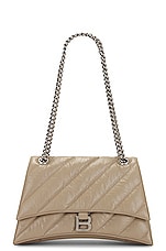 Balenciaga Medium Crush Chain Bag In Taupe in Taupe, view 1, click to view large image.