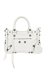 Balenciaga Medium Le Cagole Tote Bag In Optic White in Optic White, view 3, click to view large image.