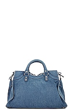 Balenciaga Neo Cagole City Bag in Blue, view 3, click to view large image.