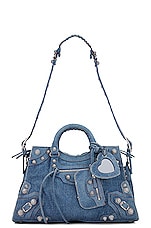 Balenciaga Neo Cagole City Bag in Blue, view 6, click to view large image.