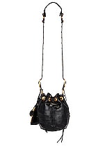 Balenciaga Xs Le Cagole Bucket Bag in Black, view 3, click to view large image.