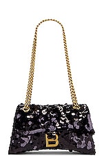 Balenciaga Small Crush Chain Bag In Black in Black, view 1, click to view large image.