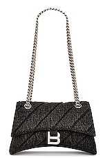 Balenciaga Small Crush Chain Bag In Charcoal Black in Charcoal Black, view 1, click to view large image.