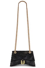 Balenciaga Small Crush Chain Bag In Black in Black, view 6, click to view large image.