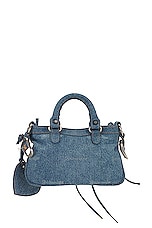 Balenciaga Neo Cagole Small Tote Bag in Pale Blue, view 3, click to view large image.