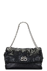 Balenciaga Monaco Medium Chain Bag in Black, view 1, click to view large image.