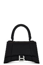 Balenciaga Hourglass Satin Top Handle Small Bag in Black, view 1, click to view large image.