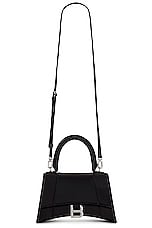 Balenciaga Hourglass Satin Top Handle Small Bag in Black, view 6, click to view large image.